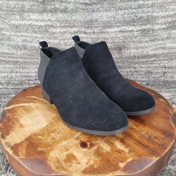 Toms‎ Womens Size 8 Black Suede Wool Deia Zip Ankle Booties Boots - Picture 1 of 10